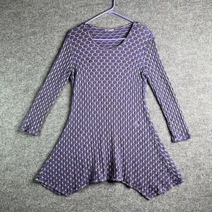 Tianello Top Tunic Womens Small Purple Long Sleeve Boho‎